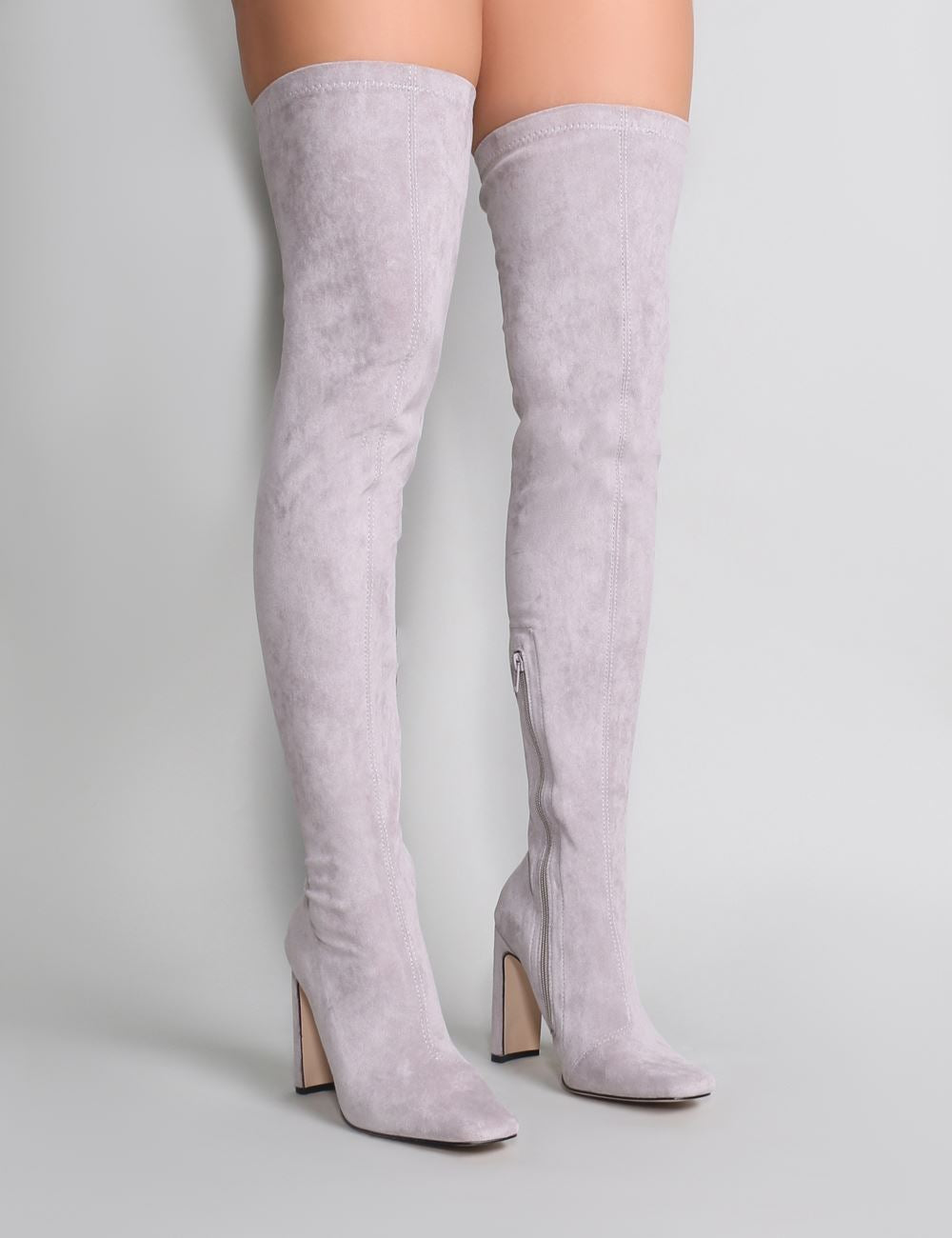 light grey over the knee boots