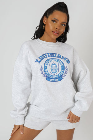 Louisiana Embroidered Sweatshirt Oatmeal Marl