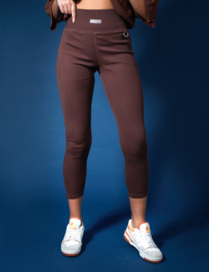 Ribbed Kaiia Sport Leggings Chocolate