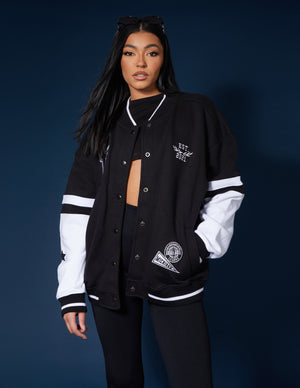 Kaiia Logo Varsity Jacket Black