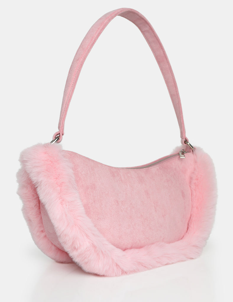 Pink faux fur handbag online