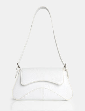 The Dea Ecru Matt Croc Pu Shoulder Bag