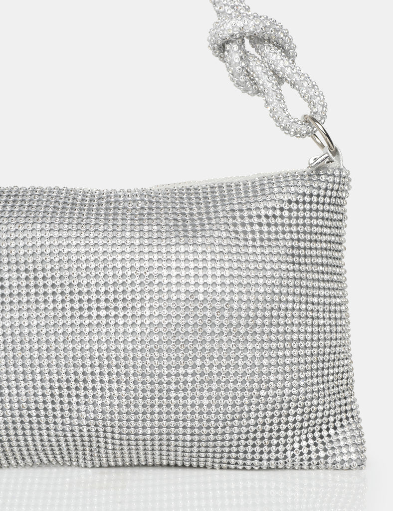 The Lillia Silver Diamonte Bag | Public Desire