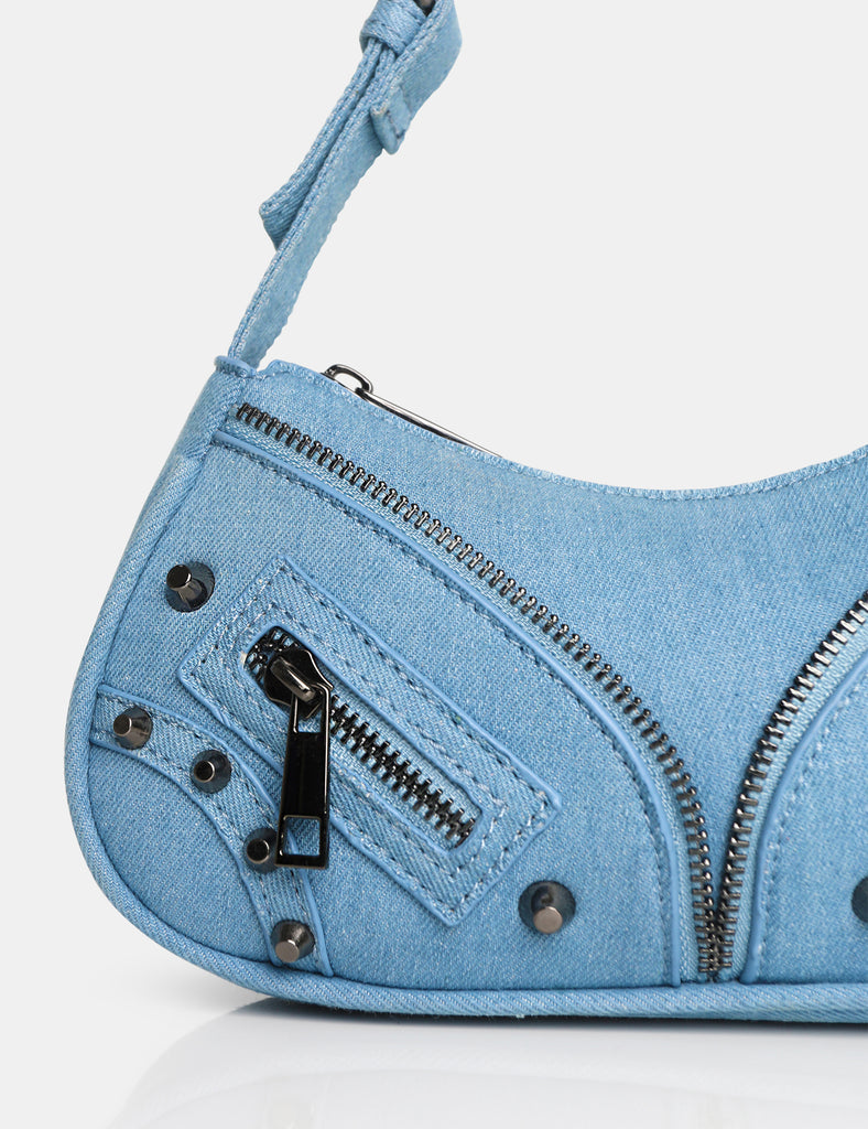 Public Desire Pale Blue Denim Chain Shoulder Bag