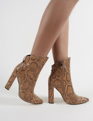 Truth Pointy Ankle Boots in Snake Print