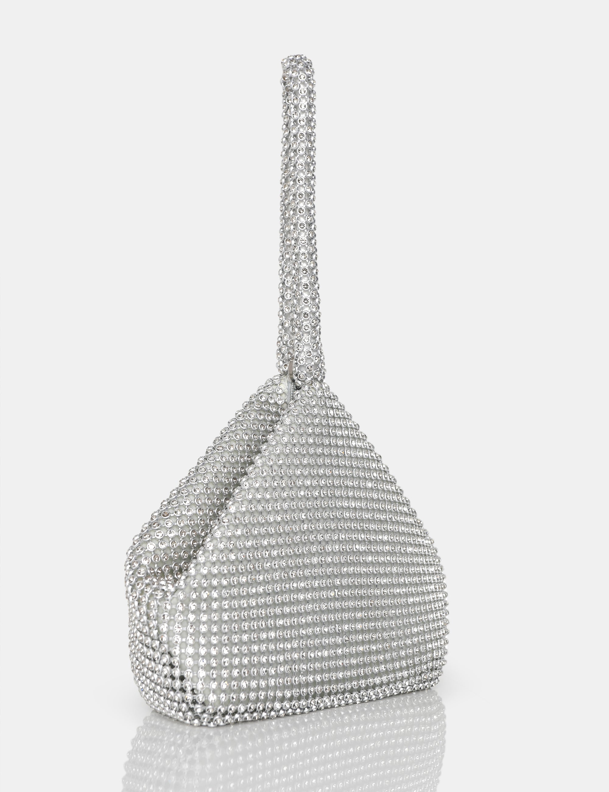 Silver diamante clearance pouch bag