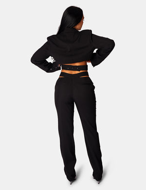 Strappy Waist Cigarette Trouser Black