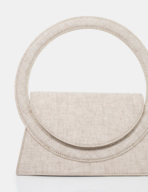 The Top Handle Natural Linen Circlur Handle Grab Bag