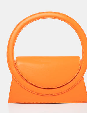 The Top Handle Orange Pu Circlur Handle Grab Bag