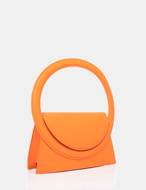 The Top Handle Orange Pu Circlur Handle Grab Bag