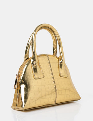 The Nova Metallic Gold Croc Grab Bag