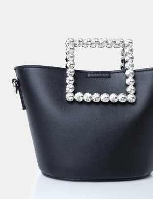 The Glam Black Pu Mini Bucket Grab Bag