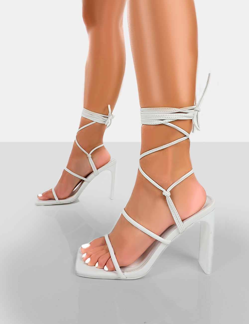 Square toe hot sale white heels