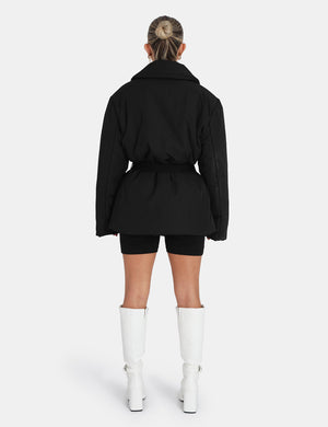 Belted Puffer Blazer Black