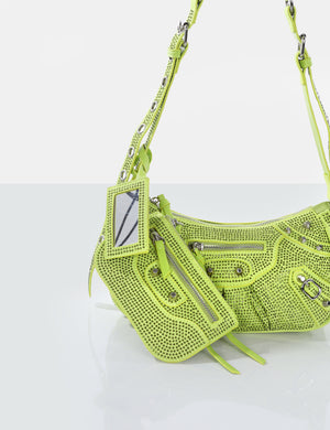 Lizzie Croc Shoulder Bag in Neon Lime