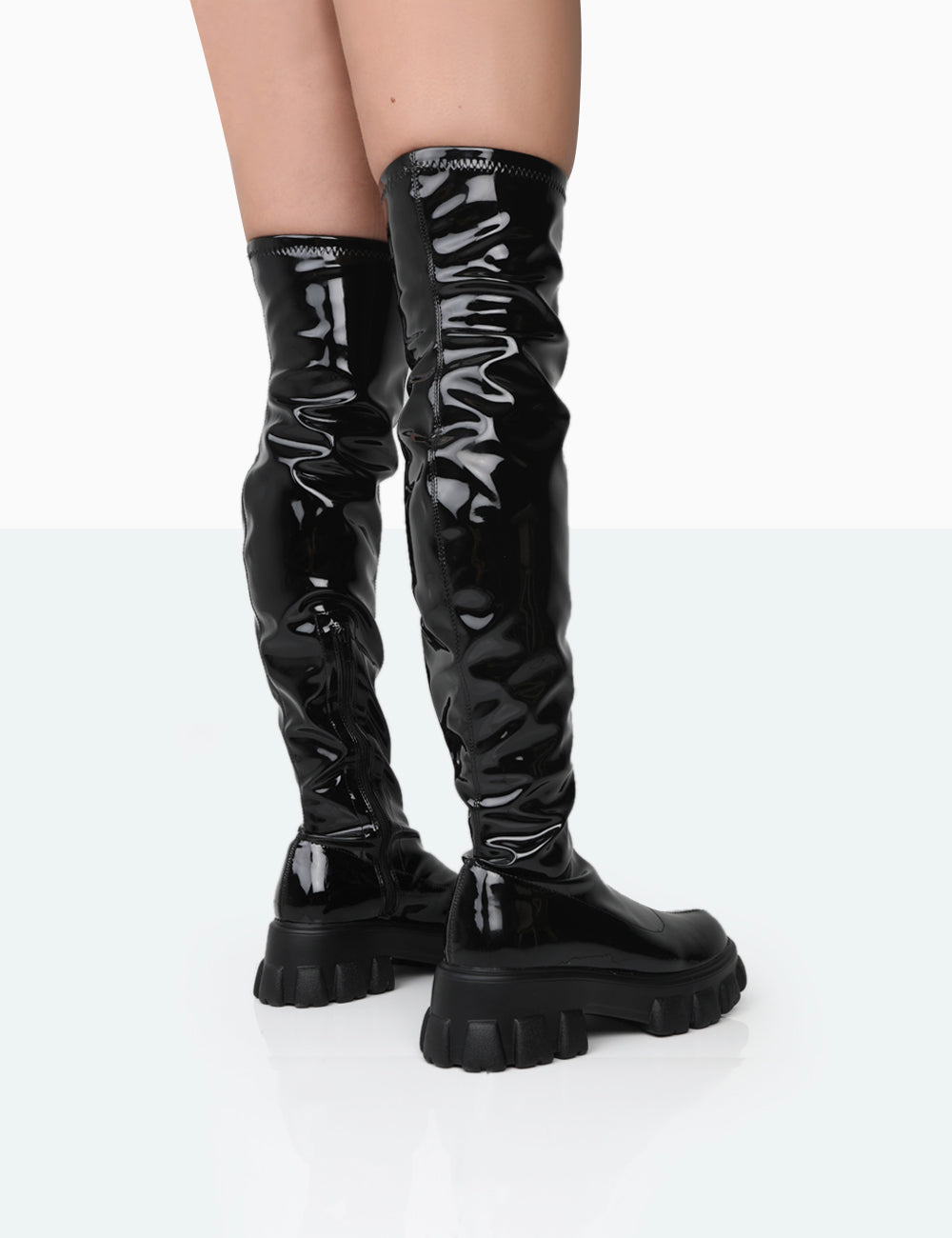 Chunky on sale patent boots