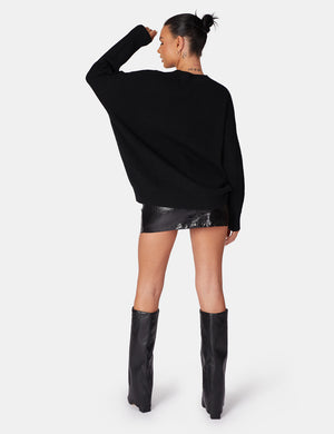 Oversized Knitted Crew Neck Jumper Black