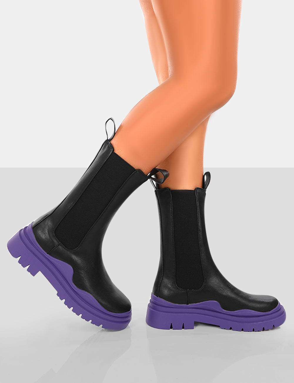 Cherry Purple Chunky Sole Chelsea Ankle Boots Public Desire