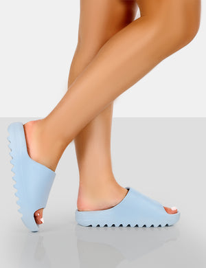 Brady Baby Blue Rubber Flat Slider Sandals