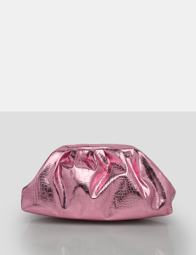 Pink on sale metallic clutch