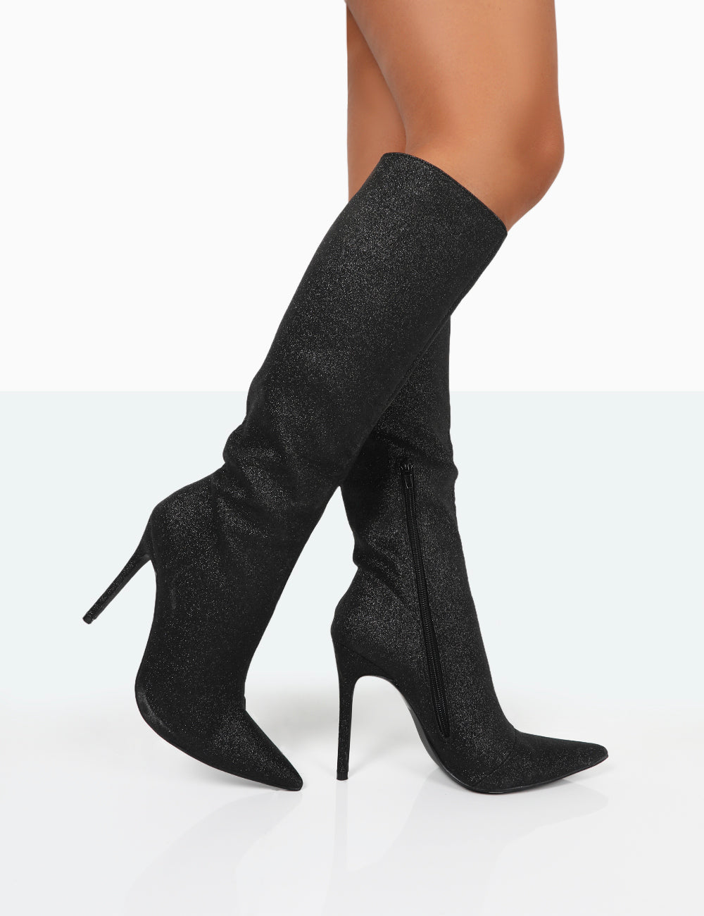 Black glitter clearance knee high boots