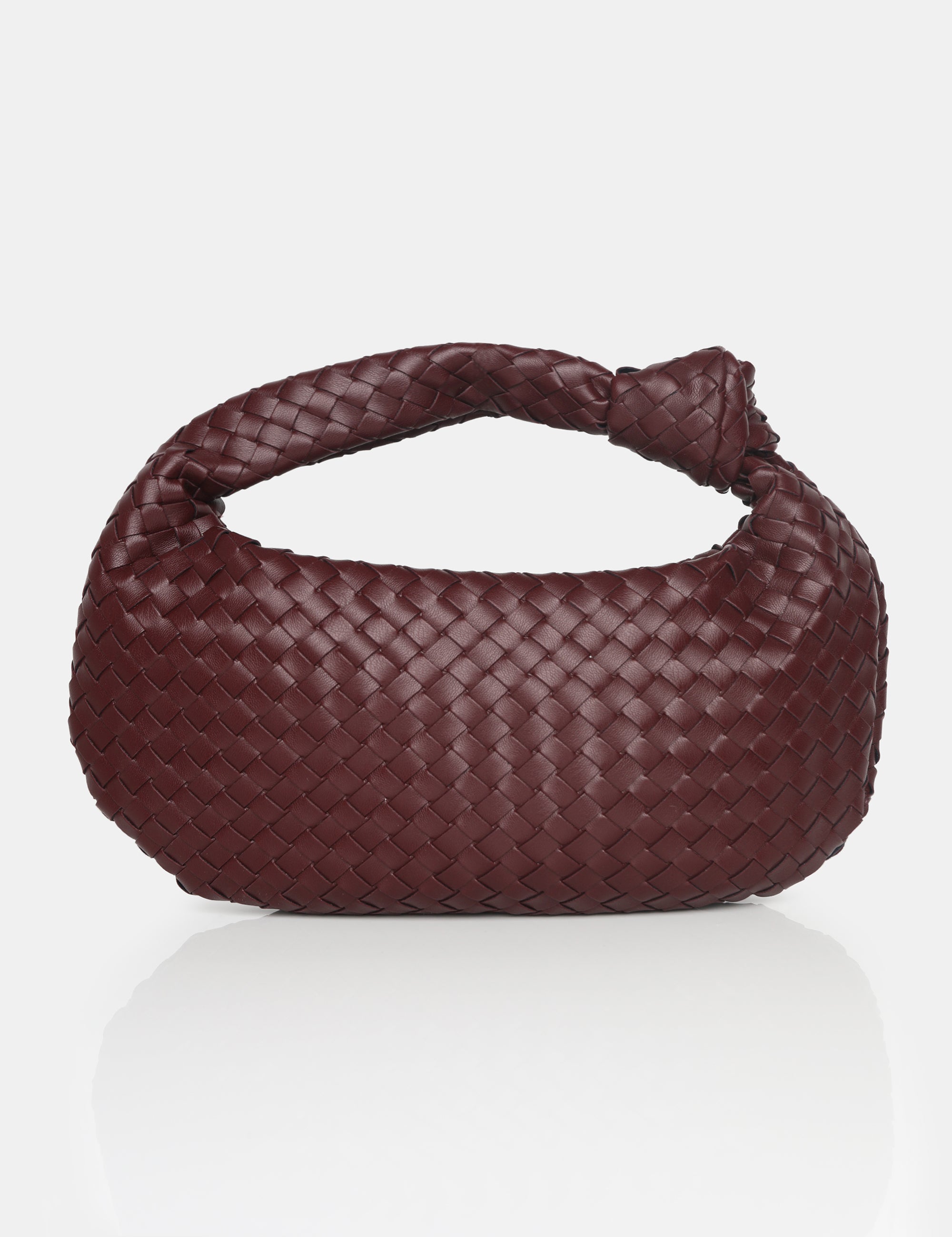 The Blame Burgundy Woven PU Knot Detail Mini Grab Bag Public Desire