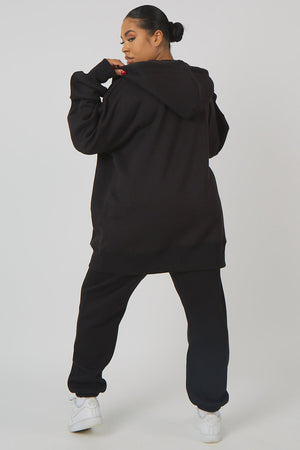 Curve Oversized Zip Through Hoodie Black