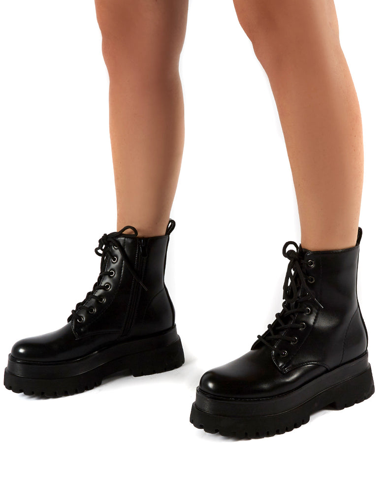 Corporal Black Chunky Sole Ankle Boots | Public Desire