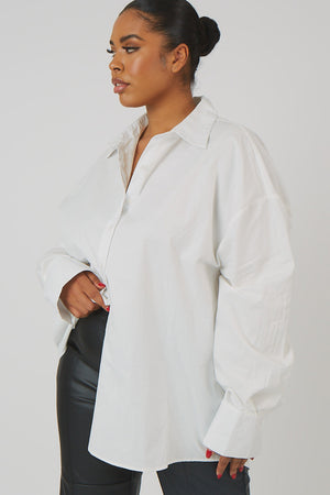 Curve Oversized Poplin Shirt White