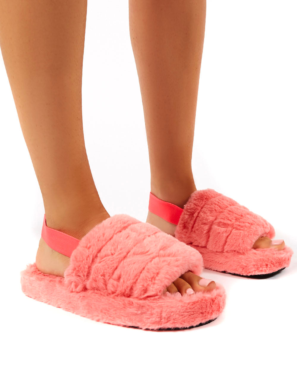 Pink fluffy online sandals