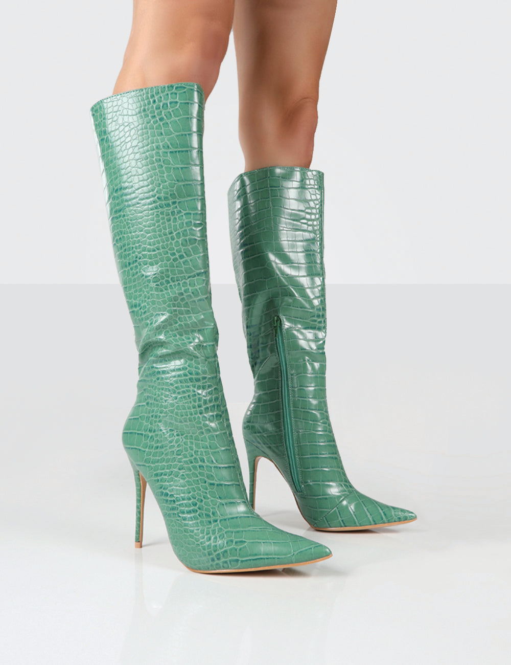 Knee high green on sale boots