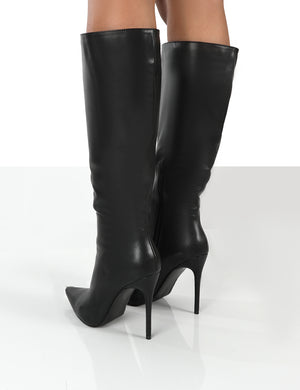 Horizon Black PU Knee High Boots