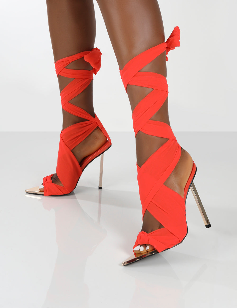 Red heels hot sale tie up