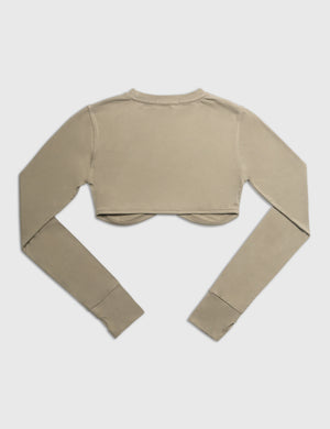 LONG SLEEVE UNDERBUST CROP TOP ELM