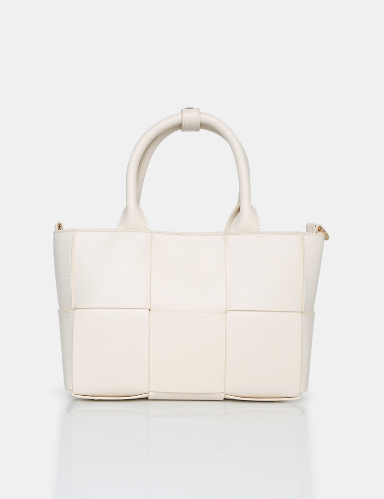 The Rumi Ecru Small Tote Handbag | Public Desire