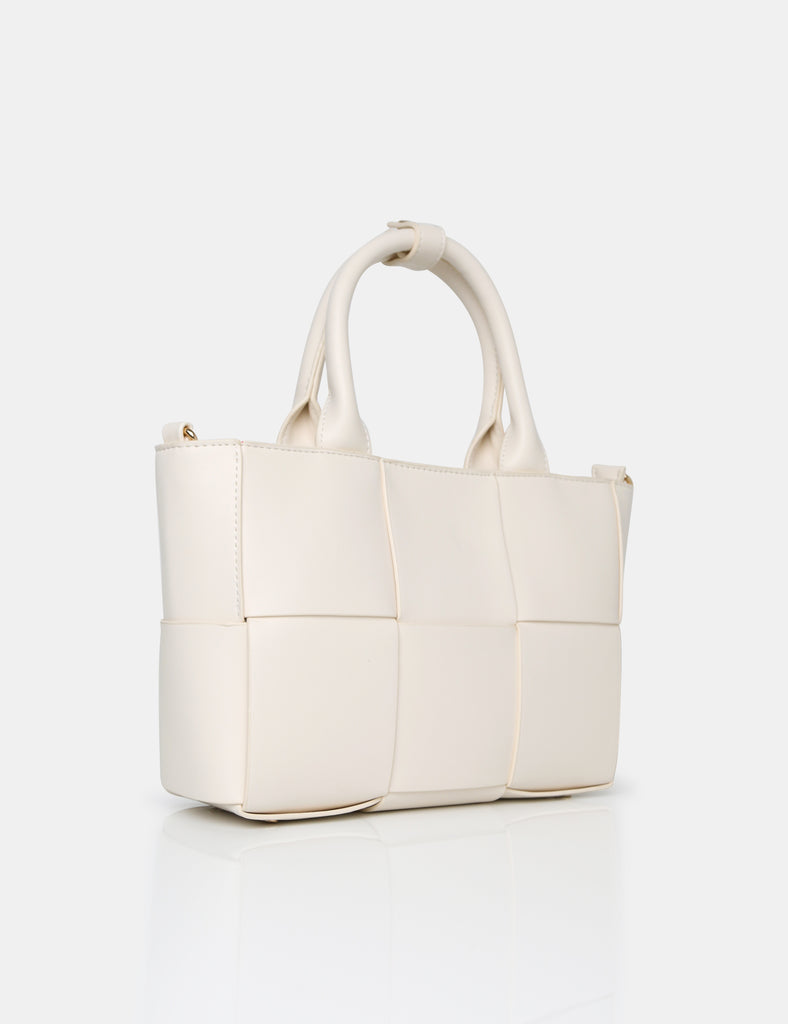 The Rumi Ecru Small Tote Handbag | Public Desire