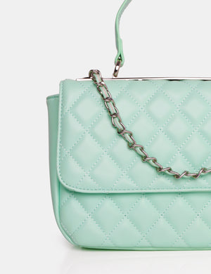 The Vienna Mint Quilted Silver Detailing Crossbody Shoulder Handbag