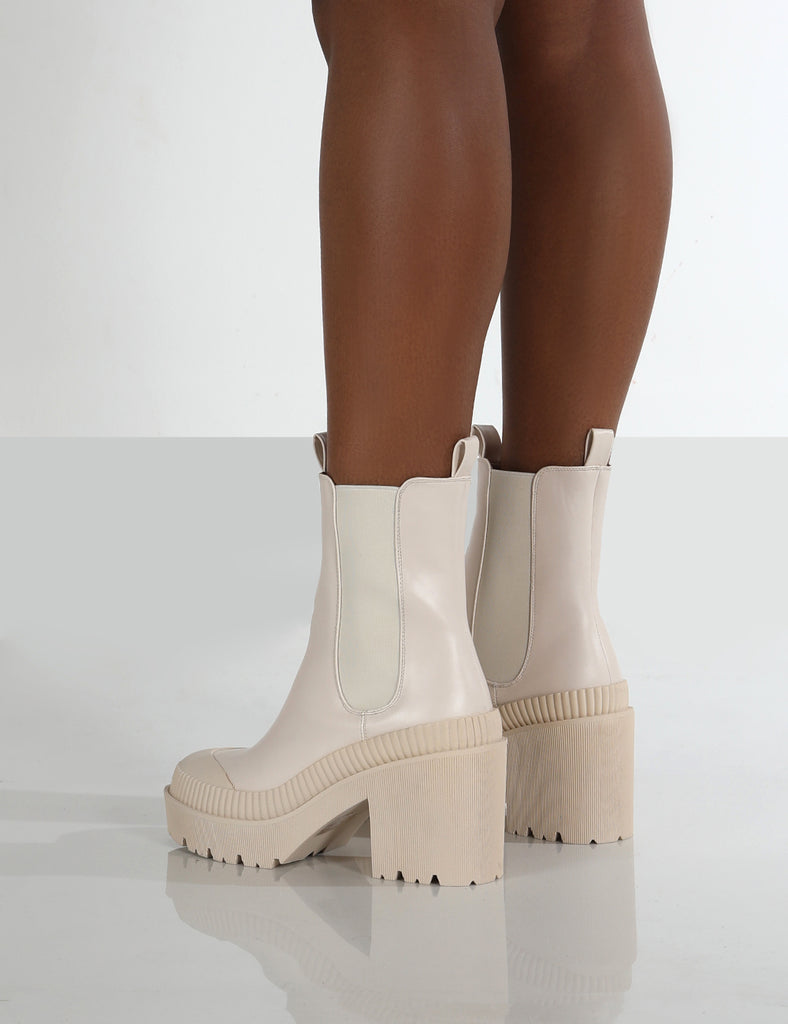 Liah Putty Drench Chunky Sole Heeled Ankle Boots | Public Desire