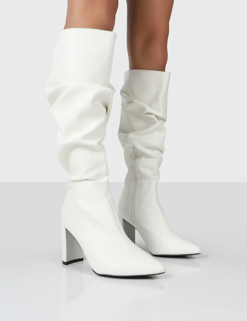 Knee boots white online