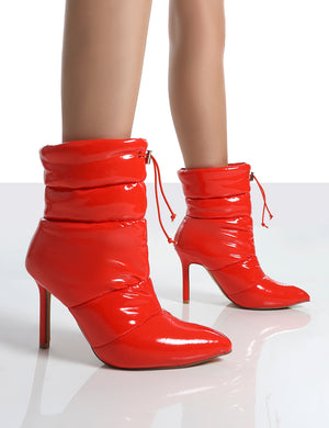 Red stiletto hot sale ankle boots