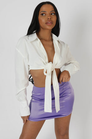 Wrap Waist Poplin Shirt White