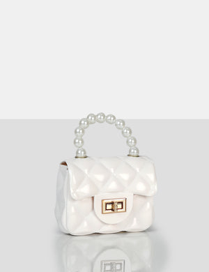 The Iddy White Patent Pearl Mini Bag