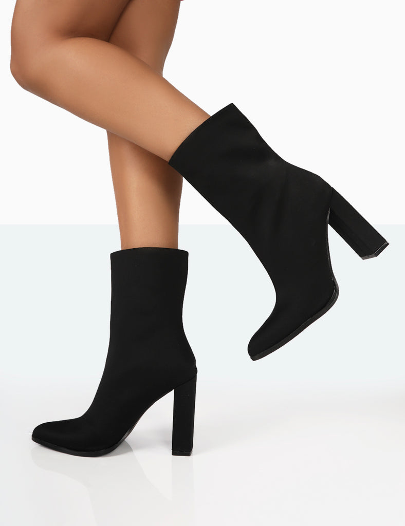 Bridget Black Block Heel Ankle Boots | Public Desire