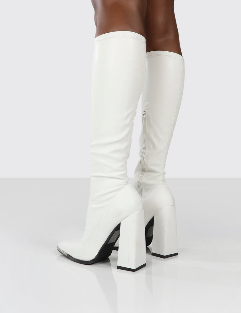 White high heeled deals boots