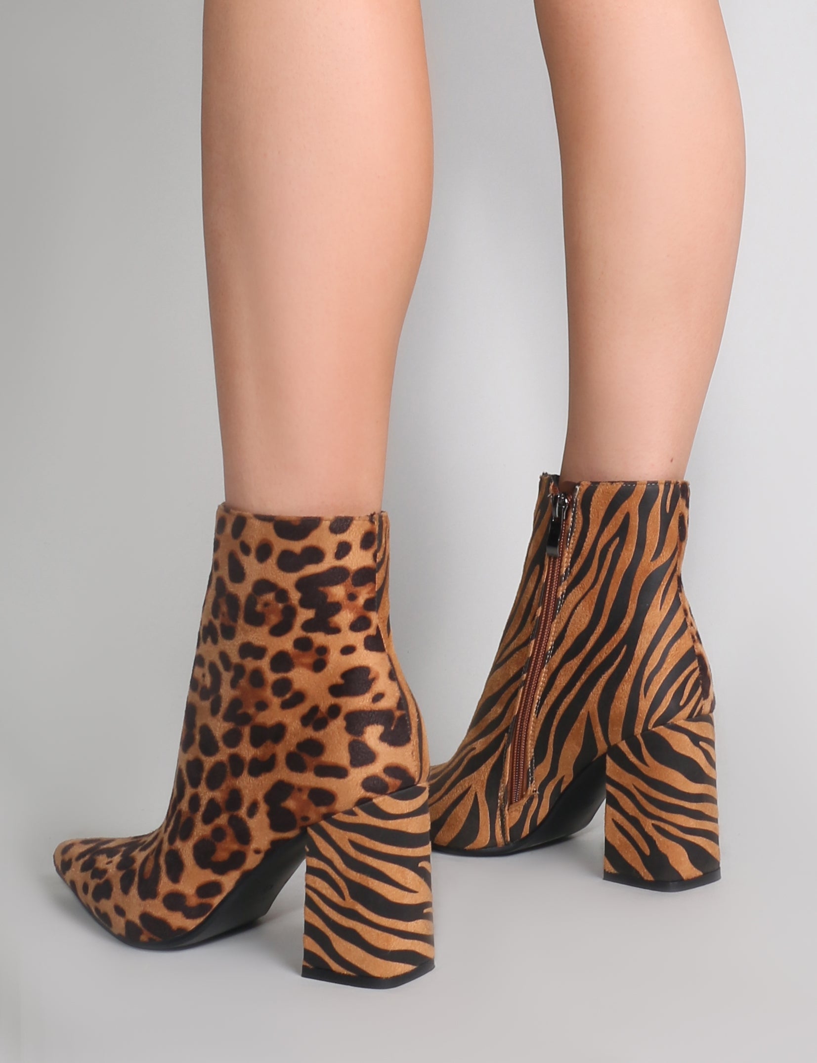 Tiger print ankle store boots