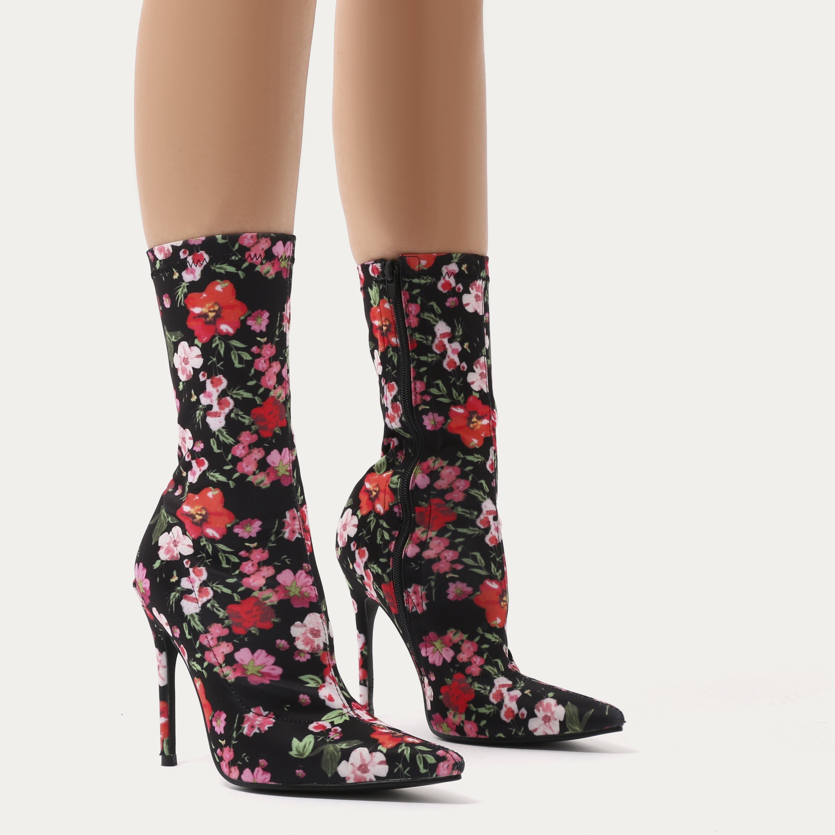 Floral sales heeled boots