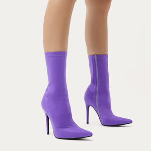 Direct Pointy Sock Boots in Purple Stretch