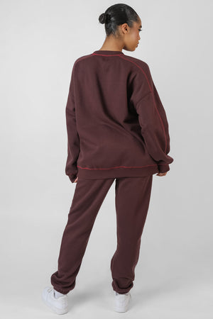 San Diego Contrast Stitch Sweatshirt Aubergine