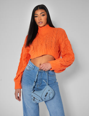 Orange crop top on sale sweater