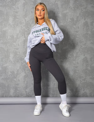 OVERSIZED STOCKHOLM SLOGAN RUGBY SWEATSHIRT GREY MARL